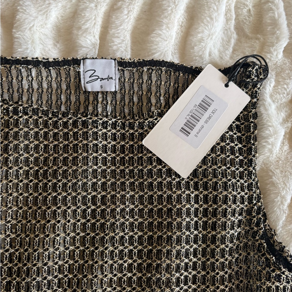 Bamba Metallic Knit Tank Top in Black and Gold